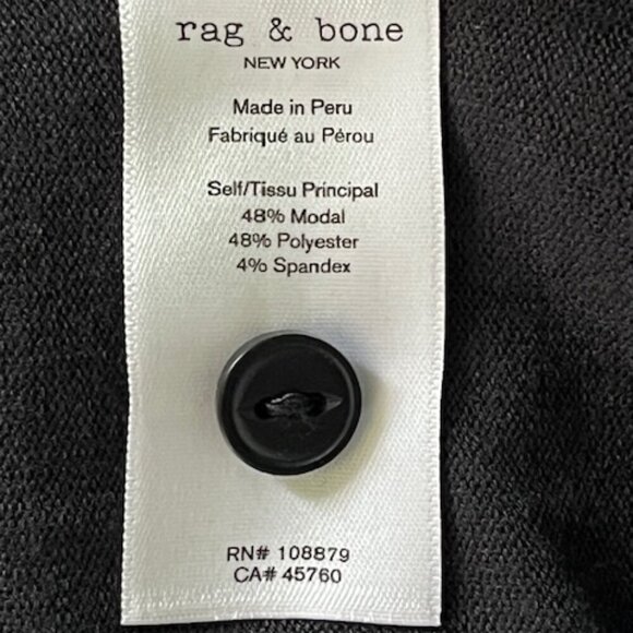 rag & bone Lea Polo Shirt Long Sleeves 5 Buttons Black Size Large MSRP $158 NWT - Picture 11 of 15